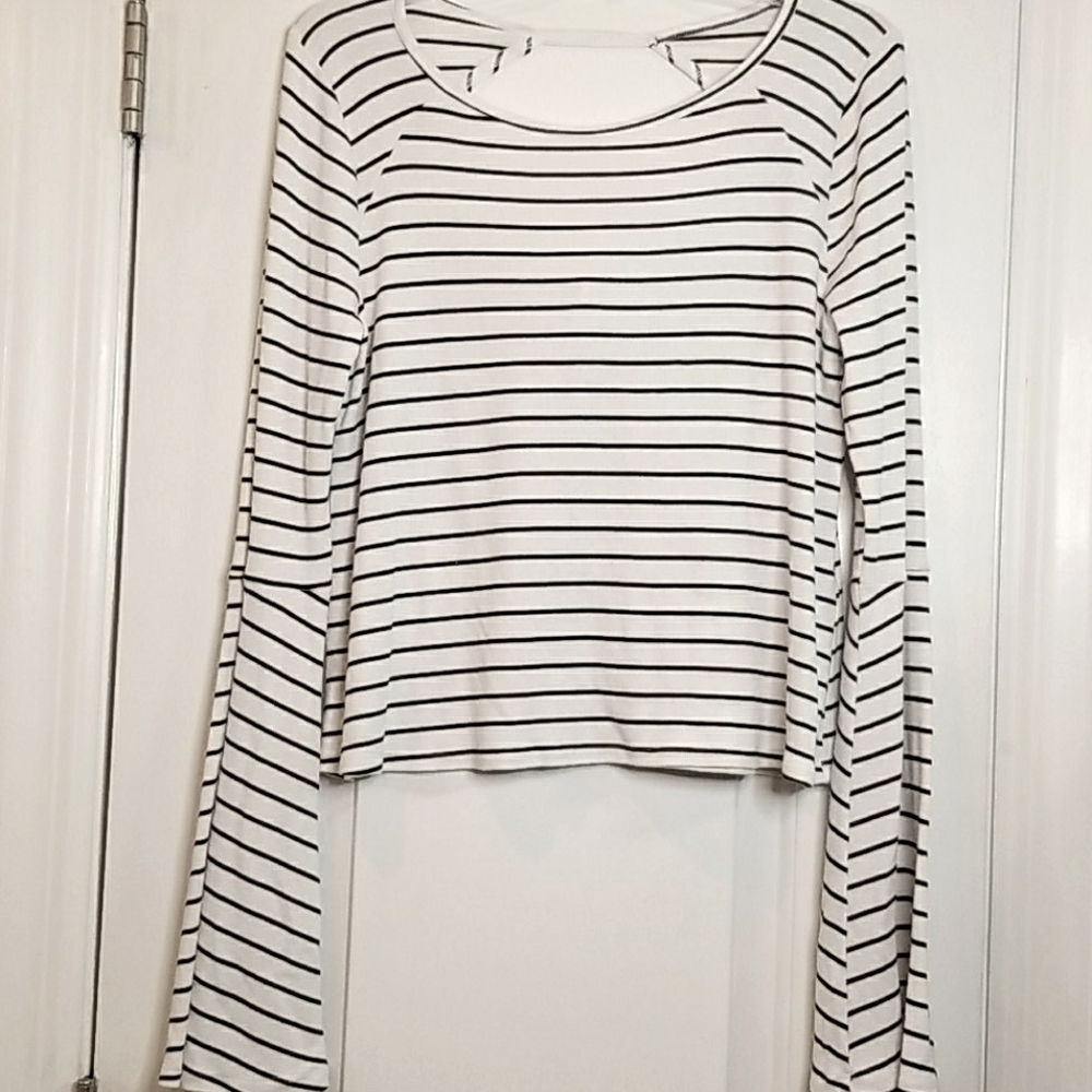 Extra long bell sleeve top